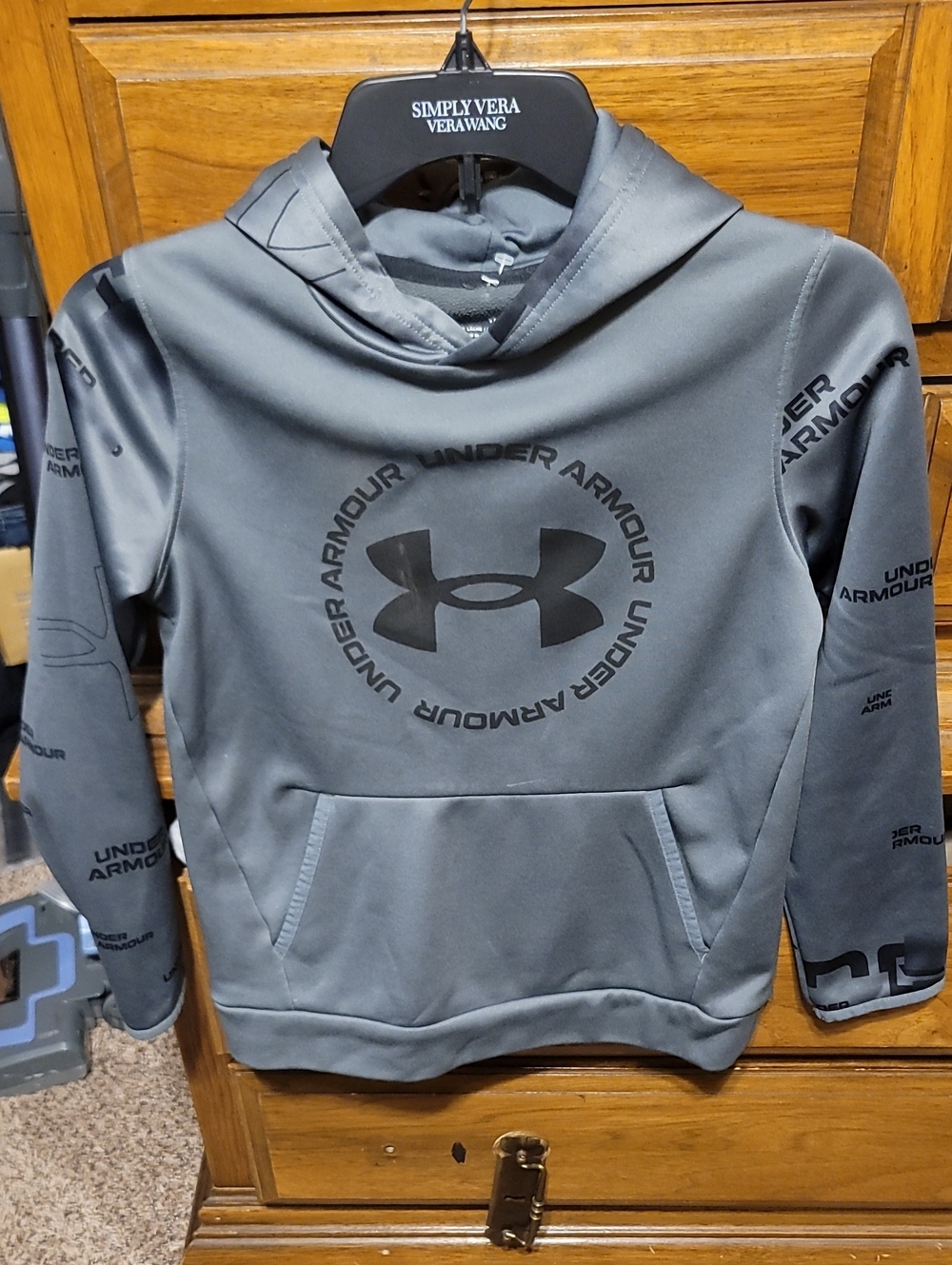 Under Armour Gray Hooded Pullover with Center Logo